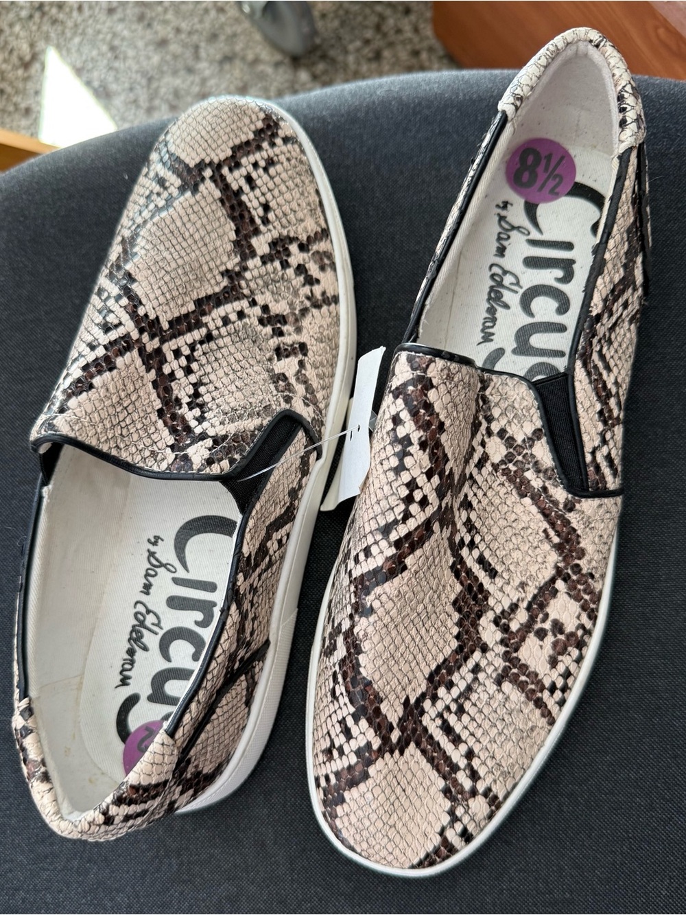 Circus by Sam Edelman Beige and Brown Snake-Print Slip-On Sneakers